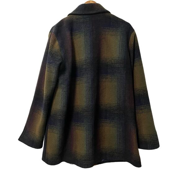 Pendleton Womens Wool Blend Plaid Topper Coat Size L Navy Heavyweight Winter NWT - Picture 2 of 10
